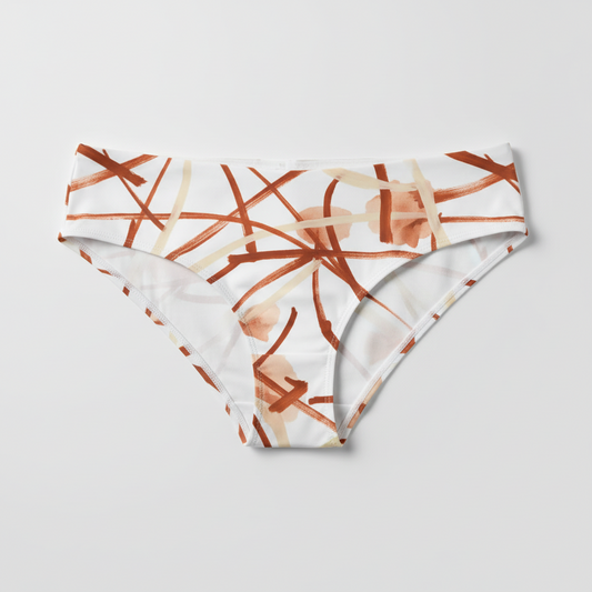 Soutien-gorge à motif abstrait de lignes rouille et ivoire