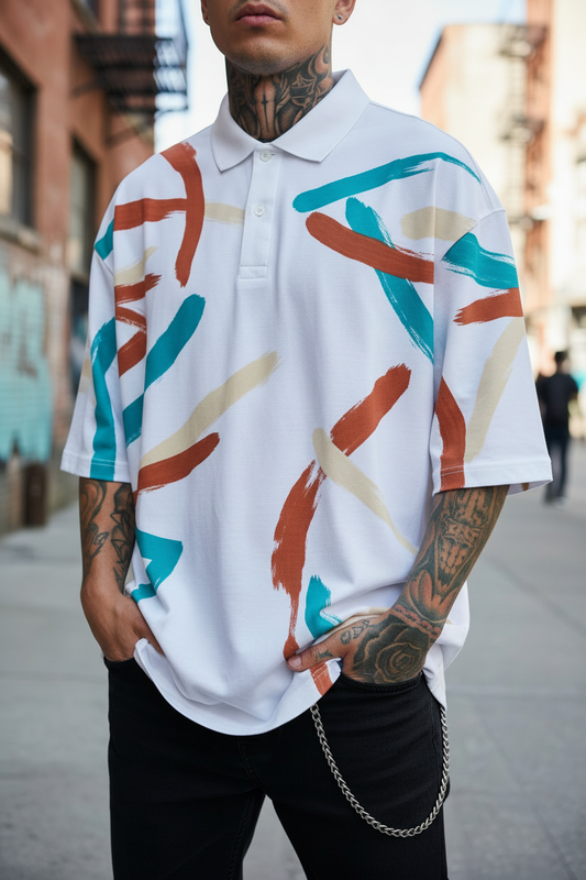 Polo Trazos Libres Cryptic Nine — vista frontal generada