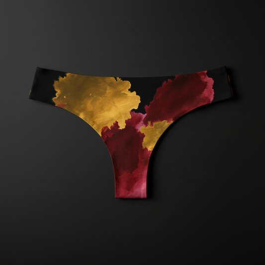 Tanga Abstract Gold & Crimson — vista del diseño