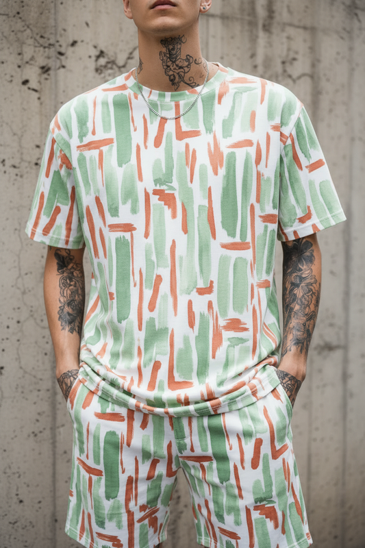 Conjunto Salvia Terracota pintado a mano - camiseta centrada - Cryptic Nine