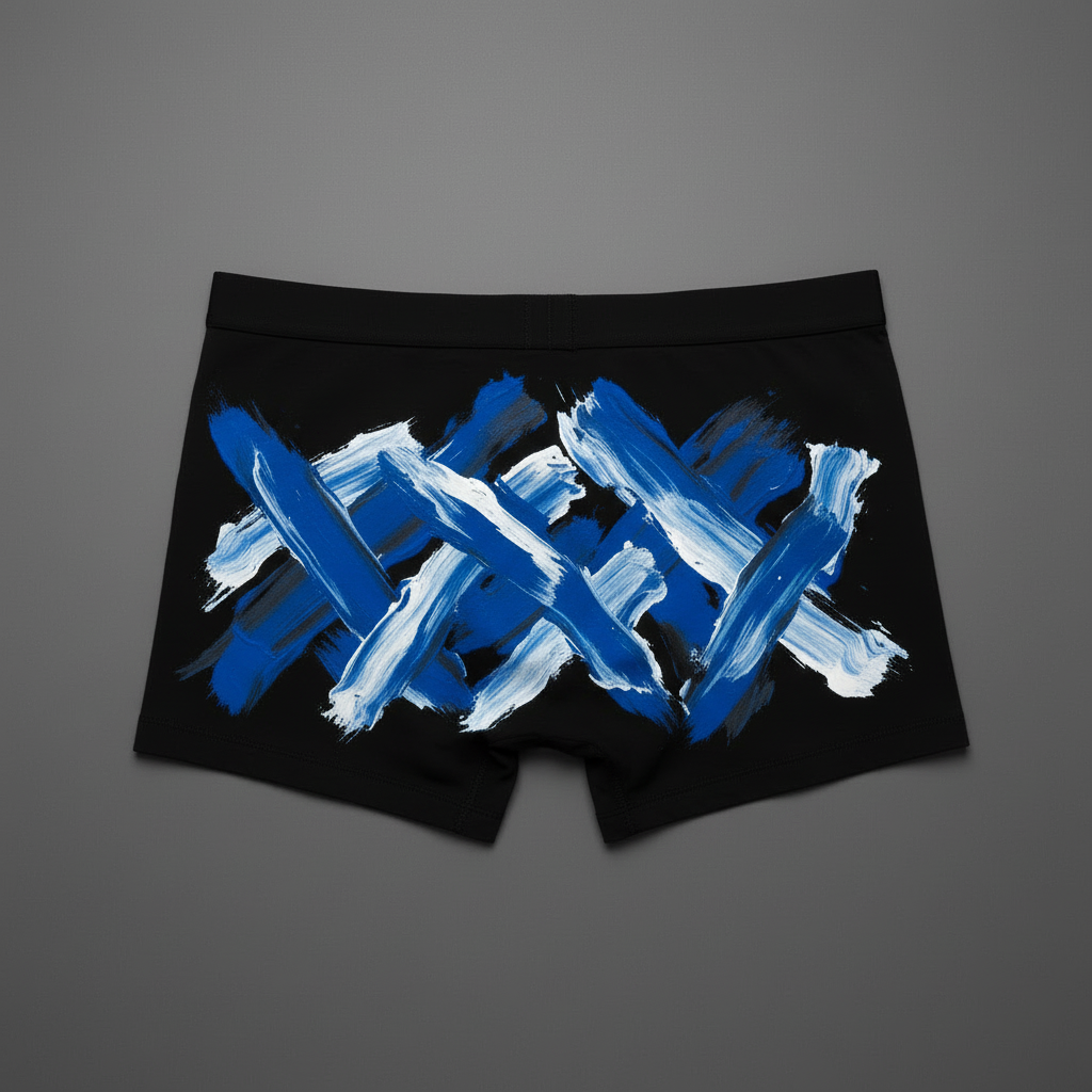 Vista trasera boxer azul pintada